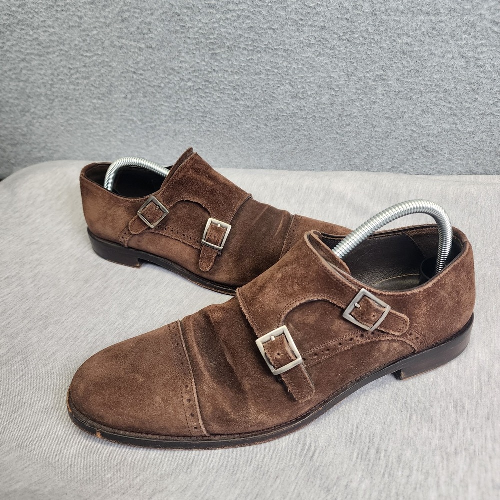 Crosby Square Allen Size 10 Double Monk Strap Brown Suede Loafer Dress Shoes‎
